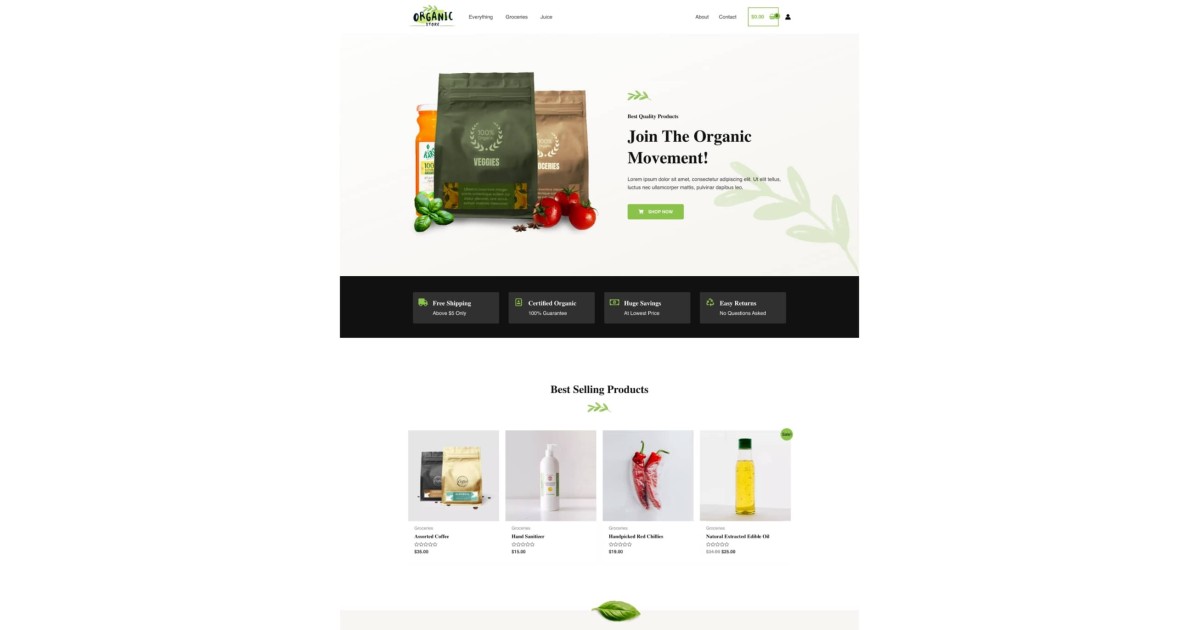Organic Store Website